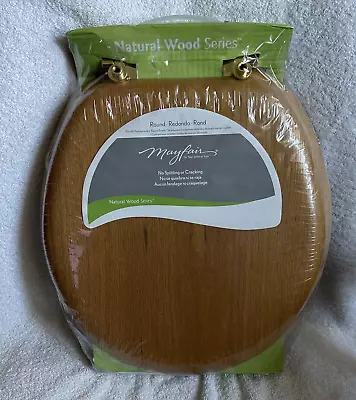 MAYFAIR 9601BR 378 Toilet Seat With Brass Hinges ROUND Natural Oak Veneer • $28.99