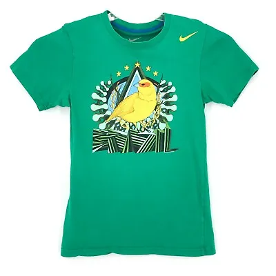 $3.75 • Buy Nike Mens Shirt Small Slim Green Brazil Soccer Futbol CBF World Cup Yellow Bird