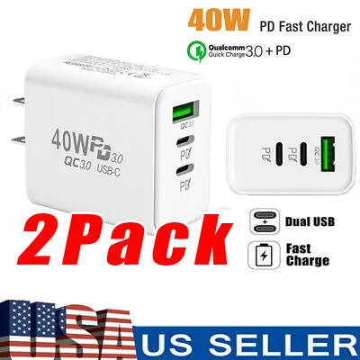 Dual PD 40W Fast Wall Charger Power Adapter For IPhone 15 Pro Max 14 13 Plus US • $6.29