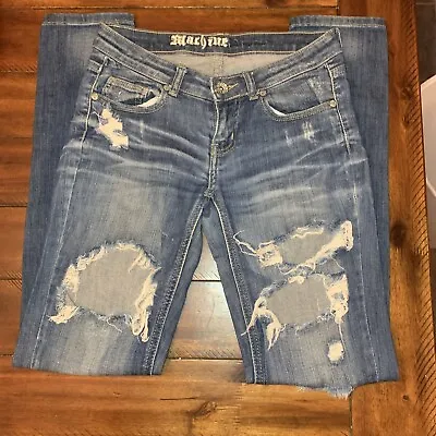 Machine Nouvelle Mode Size 3 28x30  Med Wash Distressed Denim Jeans DMP-11661 • $20