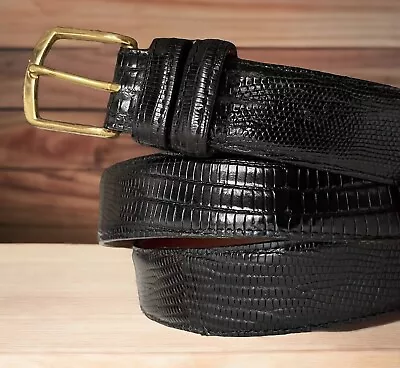 Vintage Coach 3870 Tejus Lizard Black Croc Belt Brass Buckle USA Men’s Size 42 • $33.60