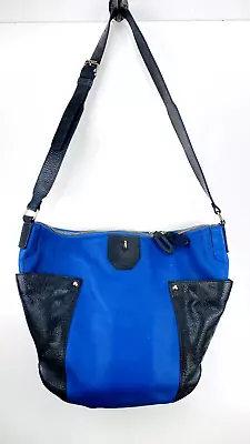 OH By Joy Gryson Purse Hobo Bag Blue Black Leather Shoulder Bag Large • $33.99