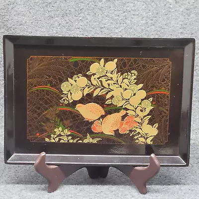 Vtg Otagiri Original Handcrafted Tray Lacquered Quails And Flowers 8x5.5 • $11.77