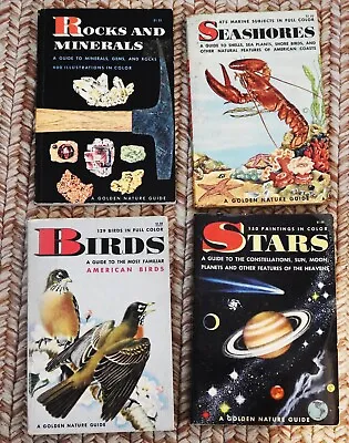 $9.95 • Buy Lot Of 4 Golden Nature Guide Books: Stars, Birds, Rocks & Minerals & SEASHORE'S