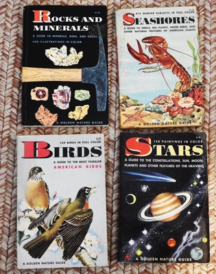 $9.95 • Buy Lot Of 4 Golden Nature Guide Books: Stars, Birds, Rocks & Minerals & SEASHORE'S