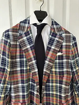 NWOT Polo Ralph Lauren Madras Plaid Sport Coat Size M • $125