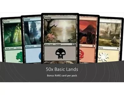 50x Basic Lands - Magic The Gathering Cards - MTG BULK - *Bonus RARE Card* • $15.95
