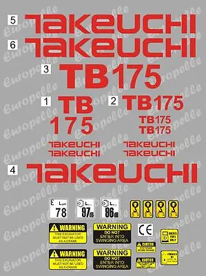 £38.99 • Buy Decal Sticker Set. TAKEUCHI TB175 Mini Digger Pelle Bagger Excavator