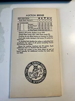 RARE NOS 1934 Owl Creek Coal Company Gebo WY Bridge Score Sheet UNUSED  #FB • $39.99