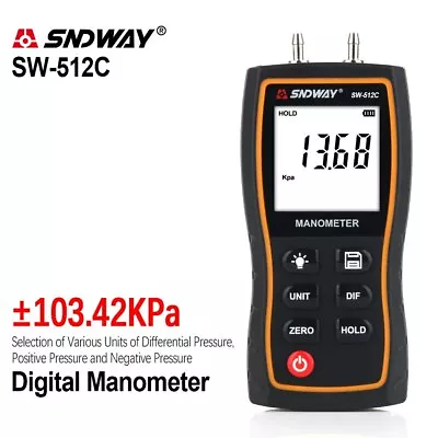 $58.99 • Buy Handheld Differential Pressure Gauge Meter Vacuum Portable Digital Manometer