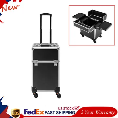 $56.05 • Buy Professional Rolling Makeup Train Case With Drawers Large Cosmetic Trolley