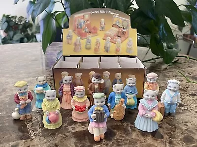 Vtg Full Set Of 12 Cat Figurines Victorian Clothing Signed “JC” Retail Box NOS • $39.99