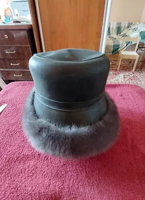 VTG Real Mink Fur Hat Russian Dark Silver  Fur SIZE Medium USSR Soviet  • $59