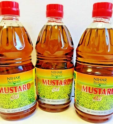 Nihar Naturals Mustard Seed Oil -475 Ml(16.1floz)X Pack Of 3 Bottles US Seller • $19.99