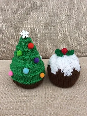 £4.79 • Buy 2 Hand Knitted Chocolate Orange Covers - Christmas Tree & Christmas Pudding