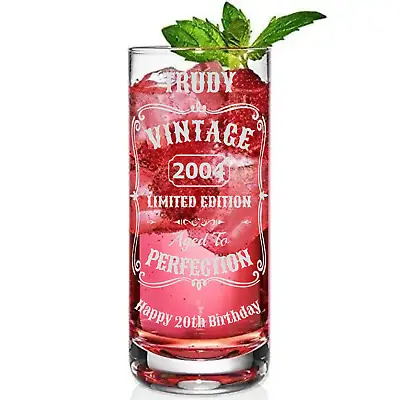 Personalised Gin Hiball Glass Birthday Gift 18th 21st 30th 40th 50th 60th 70th • £11.99