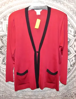 Exclusively Misook Red & Black Button Closure Cardigan Size 3X • $29.99