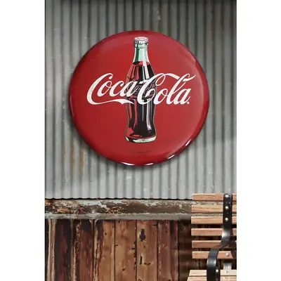 24 In. X 24 In. Coca-Cola Hollow Curved Tin Button Sign • $57.01