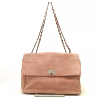 Auth CHANEL Chocolate Bar 2.55 A14568 Pink Suede Women's Shoulder Bag • $598