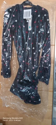 £11 • Buy Ladies M&S  Navy Collared Dressing Gown Fleece Star Short Size 8-10
