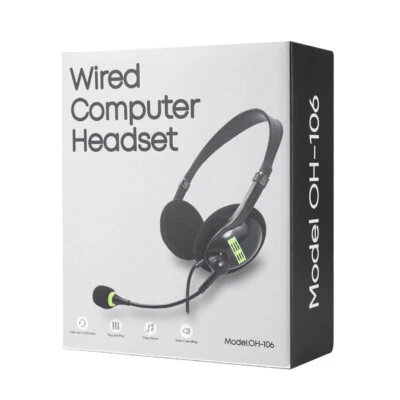 $15.19 • Buy USB Headphones Computer Headset With Microphone Noise Cancelling For PC Laptop