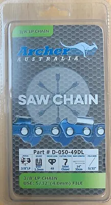14  Archer Chainsaw Saw Chain McCulloch 14 Inch 49DL 3/8-050-49DL WEN/WAGER 6014 • $12.98