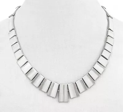 Vintage 950 Silver TB-25 Taxco 90g Graduated Curved Link Choker Necklace • $114