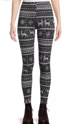 NoBo Junior Woman's Ankle Leggings - Black With Winter Print - Size: 2XL (19) • $12.88