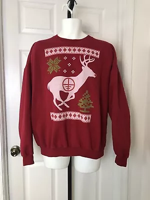 Hanes Ugly Christmas Sweater Adult Mens XL 46 48 Rudolph Reindeer Hunting Target • $24.99