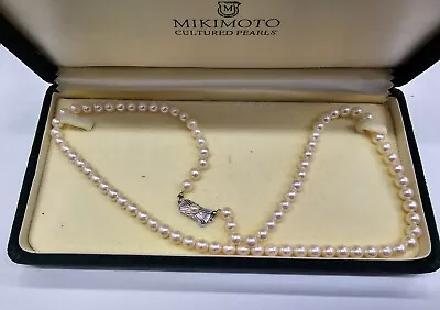 Vintage Mikimoto Cultured Pearl 21  Necklace & Box 6.00-6.5 Mm.  • $232.50