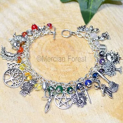 Pagan Ways Chakra Charm Bracelet Pagan Jewellery For Witch Wiccan Handmade • £17.50