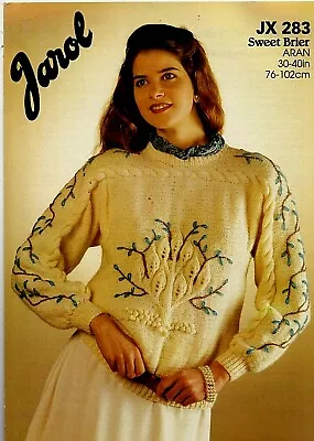 Jarol Sweet Brier Aran KNITTING PATTERN Women Sweater With Yoke • £0.85