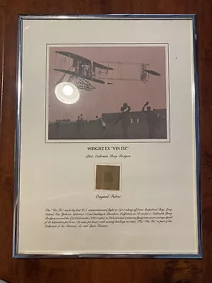 Smithsonian Wright Brothers “Vin Fiz” Original Fabric Restoration Framed • $1189