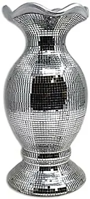 £19.59 • Buy Silver Vase Flower Pot Crushed Diamond Mirror Effect Home Decor Diamante Display