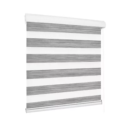 Marlow Blackout Zebra Roller Blind Curtains Double Window Sunshade 180x210 Grey • $111.13