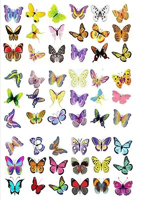 54 X Exotic Mixed Butterflies Wedding Birthday Edible Cupcake Toppers M20 • £2.99