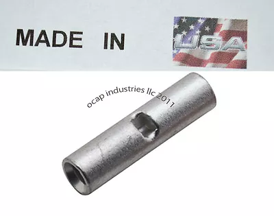 (10) 6 Gauge NON-INSULATED BUTT SEAMLESS WIRE CONNECTOR UNINSULATED MADE IN USA • $10.25