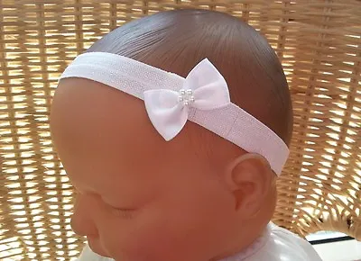 Baby/reborn Doll Satin Pearl Bow Headband Many Colours • £0.99