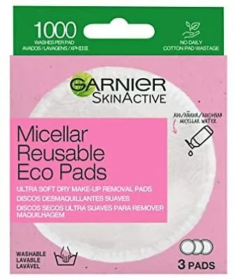 Garnier Micellar Reusable Makeup Remover Eco Pads Set Of 3 Ultra Soft Micro Fib • £6.50