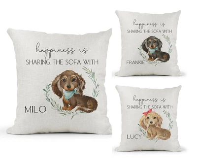 £11.99 • Buy Personalised Dog Cushion Dachshund Long Haired Puppy Choice Colour Gift 