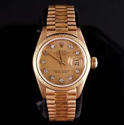Vintage 1970's Rolex 18k Yellow Gold Datejust Wristwatch W/ Bark Finish 68.9g • $8100