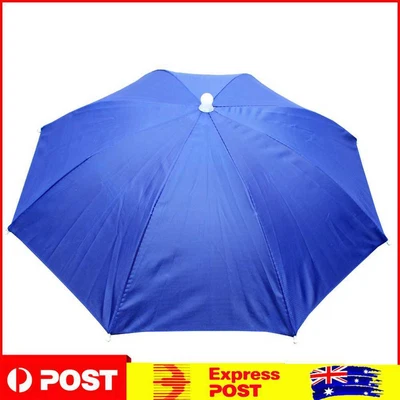$10.19 • Buy Foldable Adjustable Umbrella Hat Outdoor Fishing Hiking Sunshade Cap (Blue)