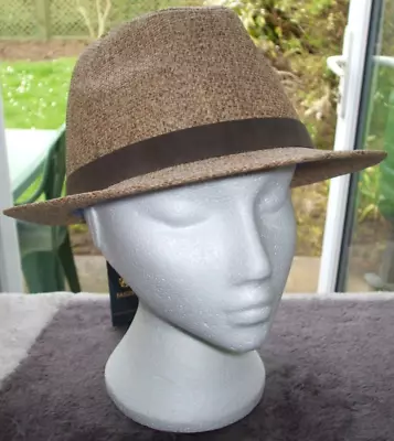 Men's Failsworth Narrow Brimmed Straw Trilby Hat Colour Sand Size Large • £24.99