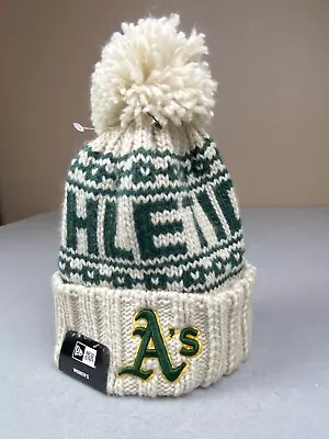 Oakland Athletics A’s New Era Knit Hat Cream/Green • $19.99