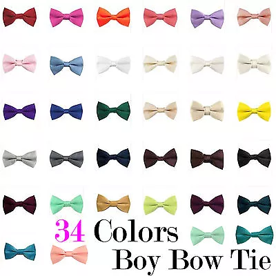 Boy's Straigt Cut Solid Pre-tied Bow Tie Kid's Bowtie Wedding Party Formal • $9.89