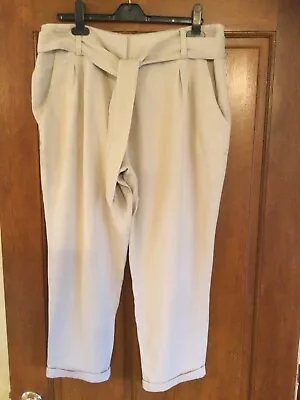 Mint Velvet Size 14 Beige Crop Trousers • £4.50