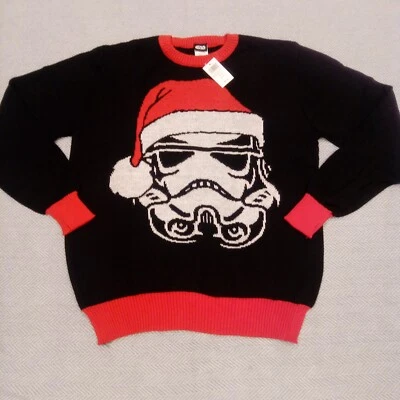$24.99 • Buy Star Wars STORMTROOPER SANTA Knit Christmas Sweater Black Red L XL