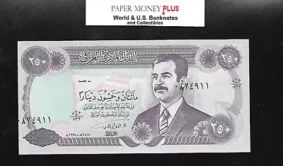 Major Error!  Saddam Hussein Iraq  250 Dinars  Unc  • $59