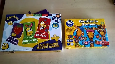 Orchard Toys Giraffes In Scarves & CBeebies Spelling Match Cards - Complete CIB • £7.99