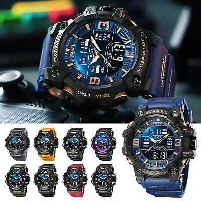 Men's Waterproof Digital Sports Watch Military Tactical LED Backlight Wristwatch • $15.19